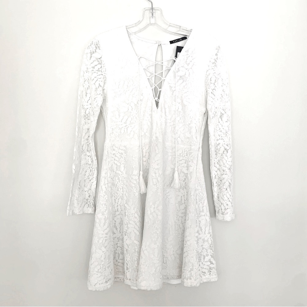 LUC-CE White Lace Skater Dress